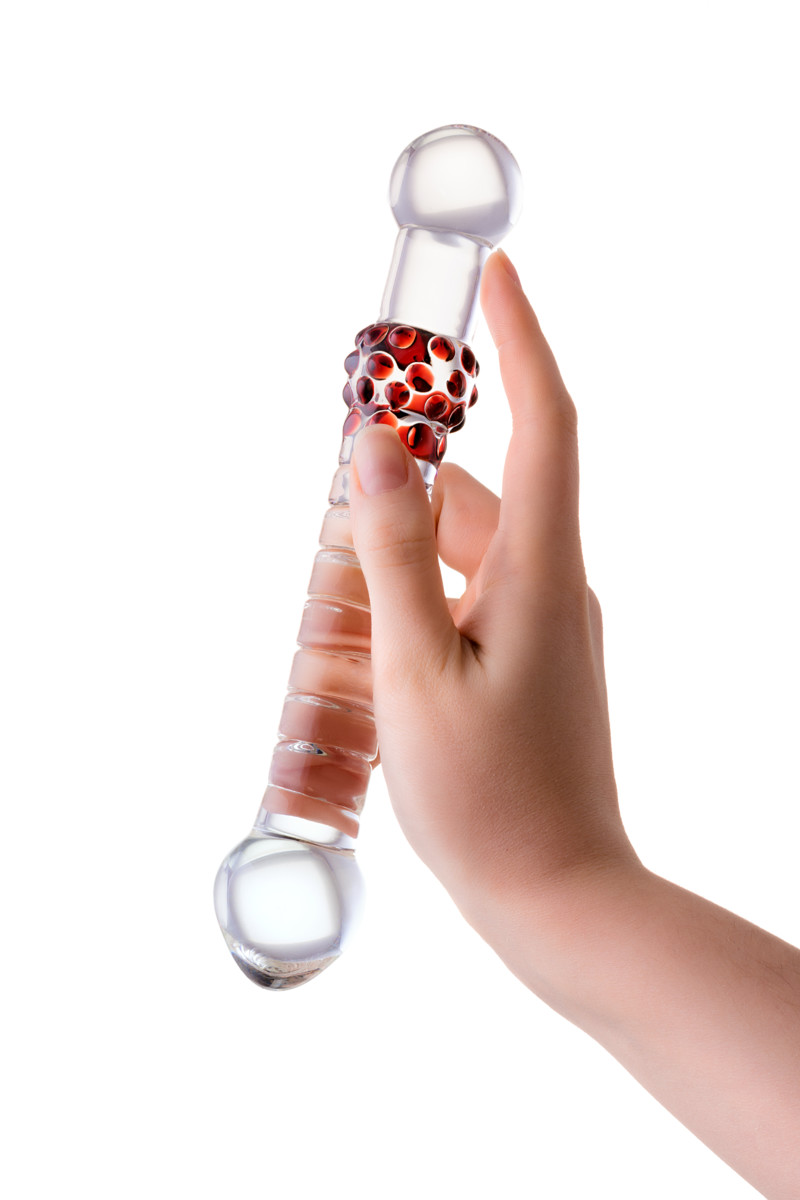 картинка Двусторонний фаллоимитатор Sexus Glass, стекло, прозрачный, 22 см от магазина ErosMania
