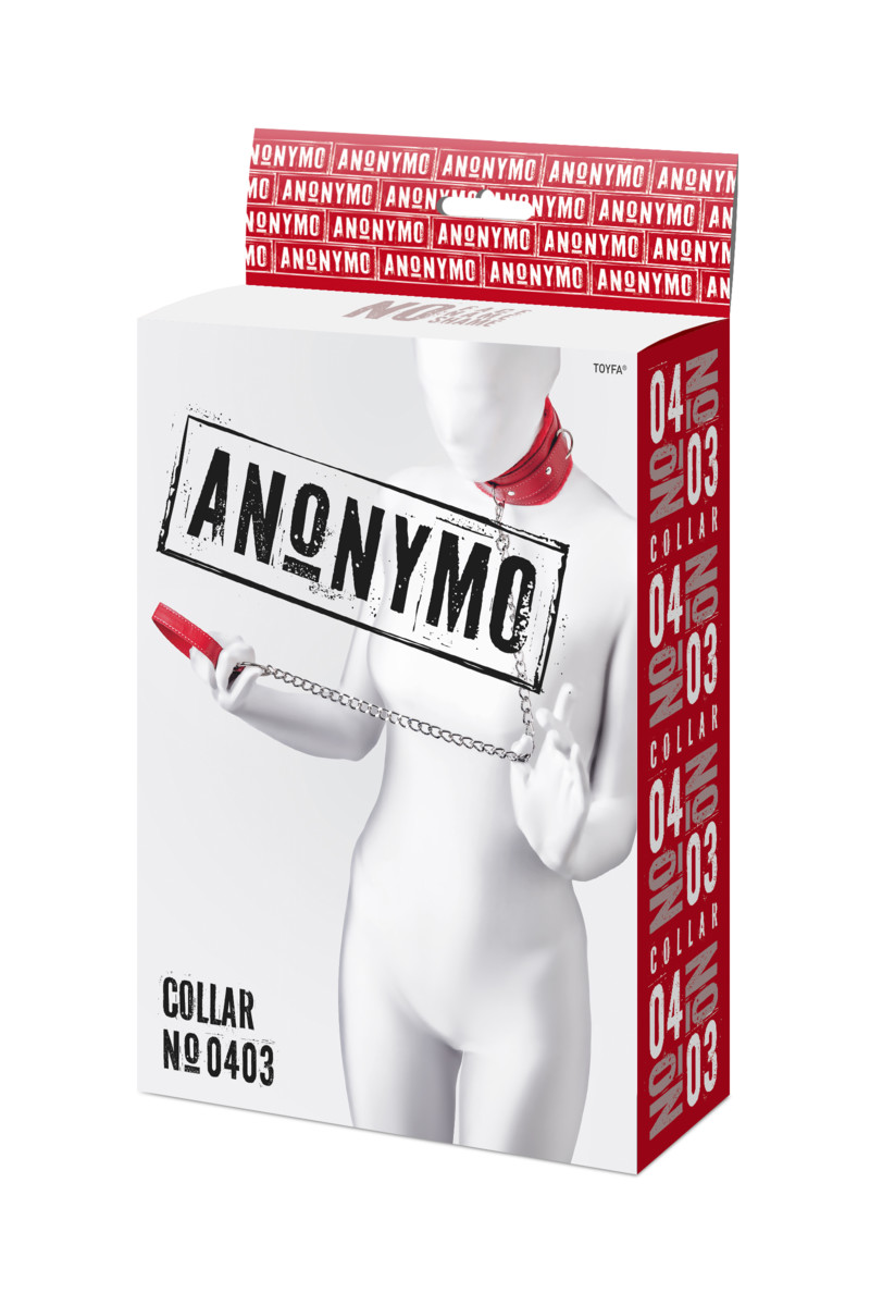 картинка Ошейник Anonymo #0403, PU кожа, красный от магазина ErosMania