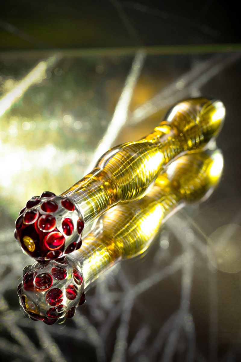 картинка Двусторонний фаллоимитатор Sexus Glass, стекло, прозрачный, 18 см от магазина ErosMania