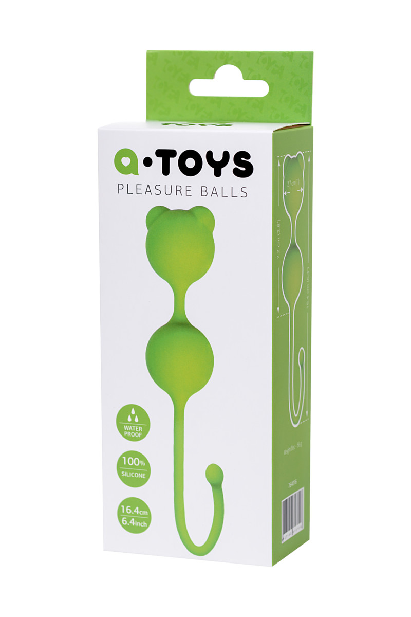картинка Вагинальные шарики A-Toys by TOYFA Meeko, силикон, зеленый, 16,4 см, Ø 2,7 см от магазина ErosMania